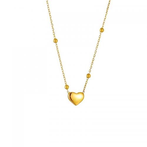 Collier de bijoux de titane, Acier titane, coeur, Placage, pour femme, doré Environ 21-50 cm, Vendu par PC