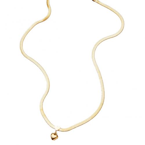 Collier de bijoux de titane, Acier titane, avec 5cm chaînes de rallonge, coeur, Placage, pour femme, doré cm, Vendu par PC