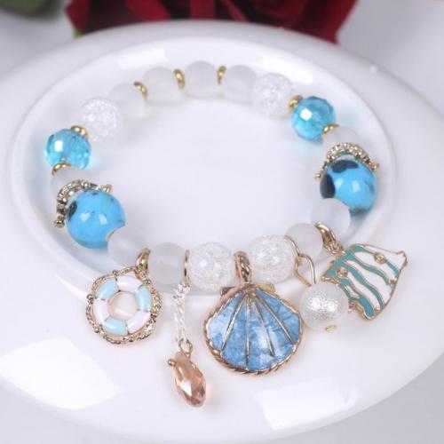 cristal bracelet, avec porcelaine & alliage de zinc, fait à la main, Style coréen & conception océan & pour femme & émail, plus de couleurs à choisir Environ 6-7 pouce, Vendu par PC