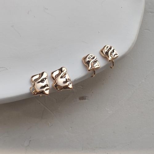 Brass Earring Clip & for woman, golden 