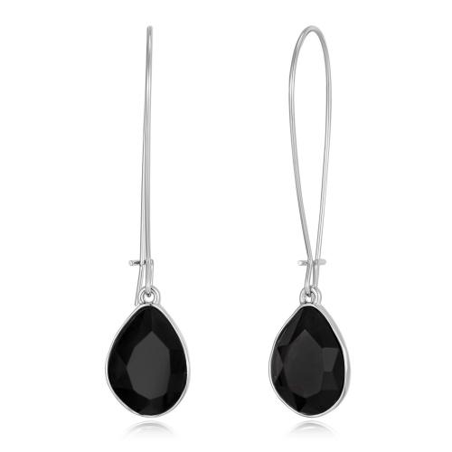Brass Drop Earring, with Acrylic, platinum color plated, fashion jewelry & for woman, black 