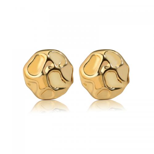 Brass Stud Earring, real gold plated, fashion jewelry & for woman, golden 