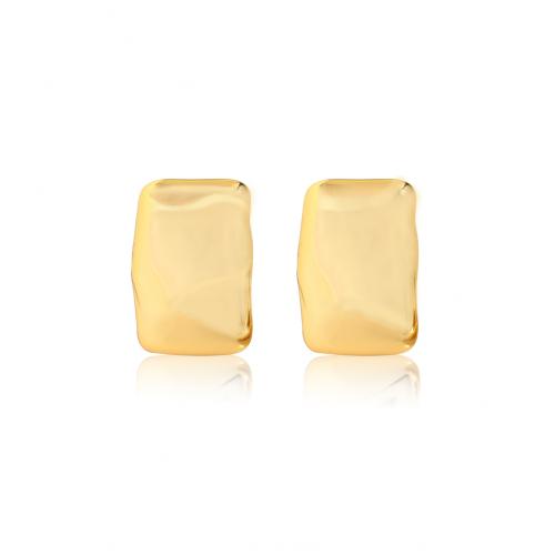 Brass Stud Earring, Square, real gold plated, fashion jewelry & for woman, golden 