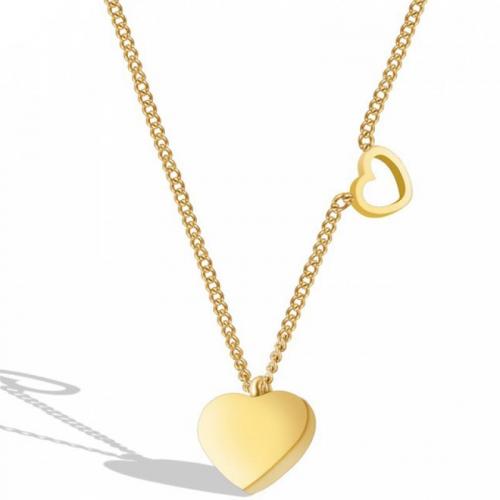Titanium Steel Jewelry Necklace, with 5cm extender chain, Heart, Vacuum Ion Plating, fashion jewelry & for woman, golden, nickel, lead & cadmium free Approx 40 cm 