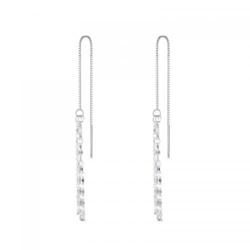 Sterling Silver Thread Through Earrings, 925 Sterling Silver, fashion jewelry & for woman 