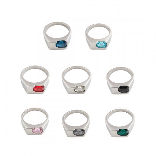 Edelstahl Fingerring, 304 Edelstahl, mit Kristall, Modeschmuck & unisex & verschiedene Größen vorhanden, originale Farbe, verkauft von PC