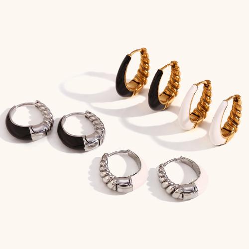 Stainless Steel Hoop Earring, 316L Stainless Steel, fashion jewelry & for woman & enamel 