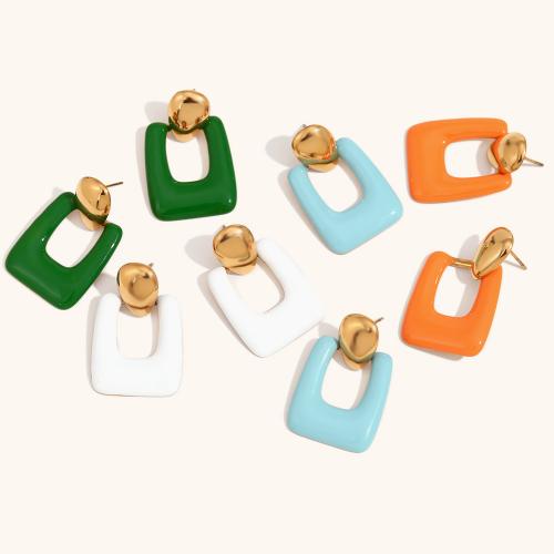 Edelstahl Baumeln Ohrring, 316 L Edelstahl, 18K vergoldet, Modeschmuck & für Frau & Emaille, keine, 32.7x20.5mm, verkauft von Paar