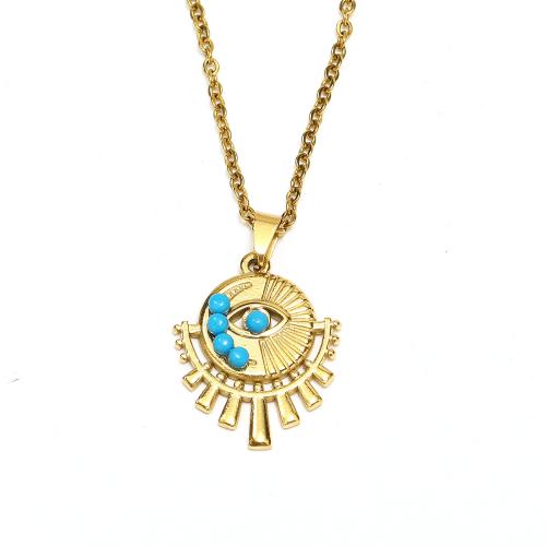 Титан ожерелье ювелирных изделий, титан, с Стеклянный, ювелирные изделия моды & Женский, Золотой длина:Приблизительно 45 см, продается PC