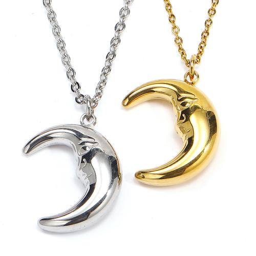 Titanium Steel Jewelry Necklace, Moon, fashion jewelry & Unisex Approx 45 cm 