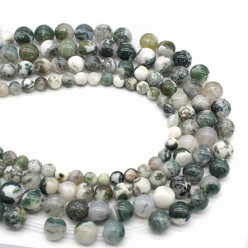 Perles en pierre d'agate mousse naturelle, Rond, poli, DIY & normes différentes pour le choix Environ 38 cm, Vendu par brin