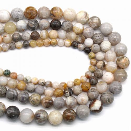 Natürlichen Bambus Achat Perlen, rund, poliert, DIY & verschiedene Größen vorhanden, Länge:ca. 38 cm, verkauft von Strang