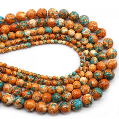 Rain Flower Stone Beads, Round, polished, DIY orange Approx 38 cm 
