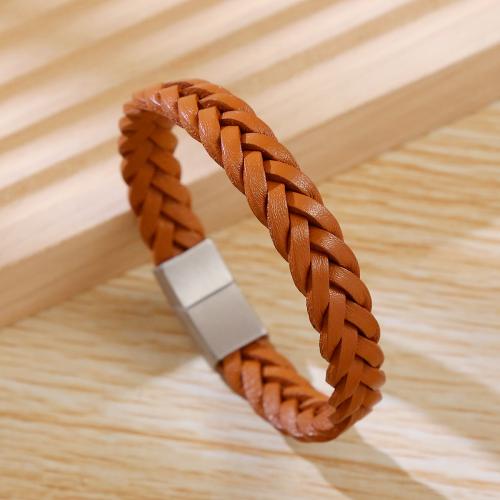 PU Leather Cord Bracelets, with 304 Stainless Steel, vintage & for man .5 cm 