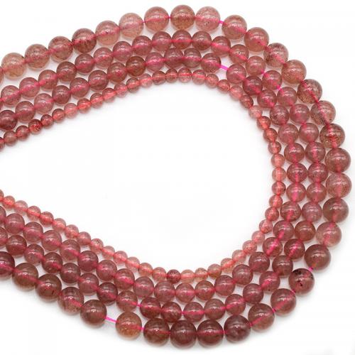 Gemischte Farbe Quarz Perlen, Strawberry Quartz, rund, poliert, DIY & verschiedene Größen vorhanden, rot, Länge:ca. 38 cm, verkauft von Strang
