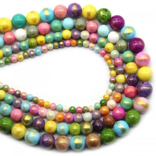 Perles de pierre gemme unique, Pierre cloisonnée, Rond, poli, DIY & normes différentes pour le choix, multicolore Environ 38 cm, Vendu par brin