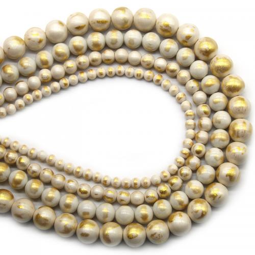 Einzelne Edelstein Perlen, Cloisonne-Stein, rund, poliert, DIY & verschiedene Größen vorhanden, Länge:ca. 38 cm, verkauft von PC