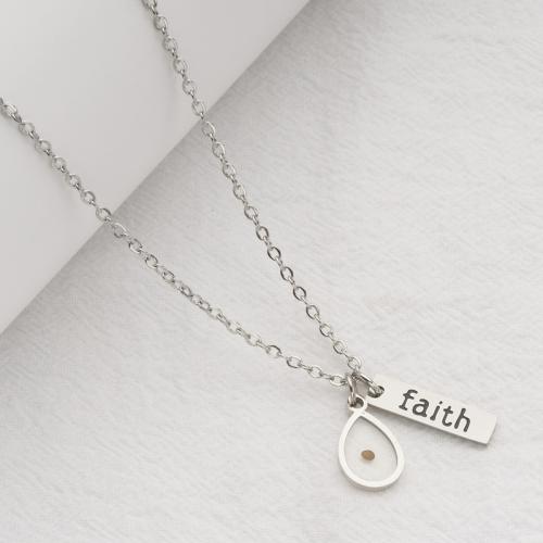 Titanium Steel Jewelry Necklace, with Glass, with 5CM extender chain, Teardrop, silver color plated, for woman cm 
