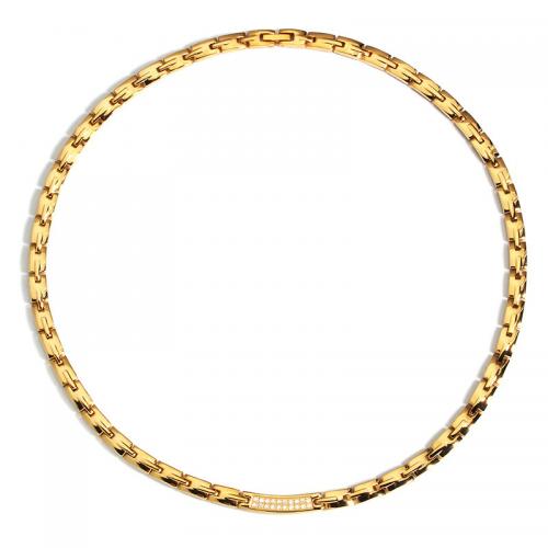Titanium Steel Chain Necklace, plated, Unisex & with rhinestone cm 