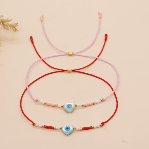 Evil Eye Jewelry Bracelet, Glass, with Cotton Thread, Heart, Adjustable & for woman Approx 28 cm 