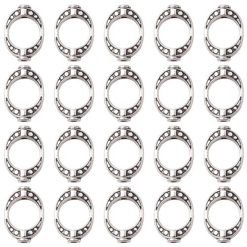 Perlas de aleación de zinc marco, chapado en color de plata antigua, Bricolaje, 4.1x5.9mm, 20PCs/Bolsa, Vendido por Bolsa
