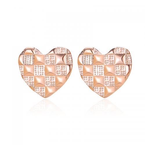 Sterling Silver Stud Earring, 925 Sterling Silver, Heart, plated, for woman 11.9mm 