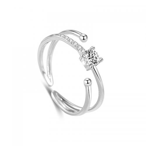 Cubic Zirconia Micro Pave Sterling Silver Finger Ring, 925 Sterling Silver, plated, micro pave cubic zirconia & for woman 
