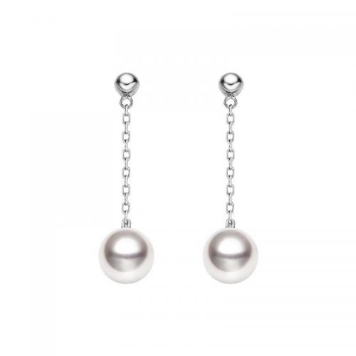 Sterling Silver Drop Earring, 925 Sterling Silver, with Shell Pearl, polished, for woman, platinum color 