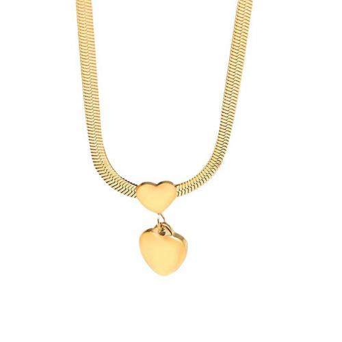 Stainless Steel Jewelry Necklace, 304 Stainless Steel, with 5cm extender chain, Heart, plated, for woman, golden cm 