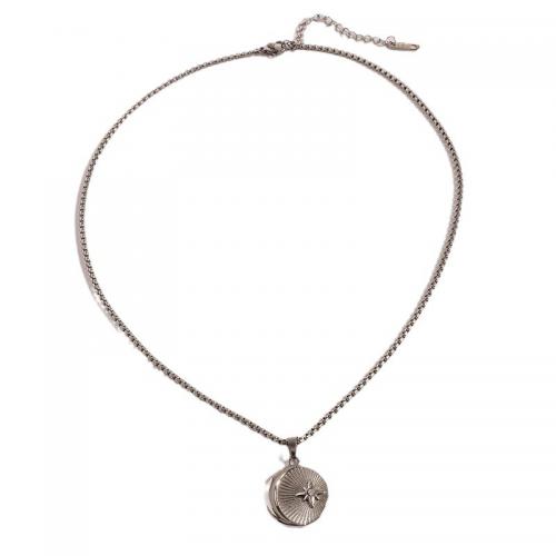 Edelstahl Schmuck Halskette, 304 Edelstahl, mit Verlängerungskettchen von 5cm, plattiert, für Frau & mit Strass, Silberfarbe, Länge:40 cm, verkauft von PC