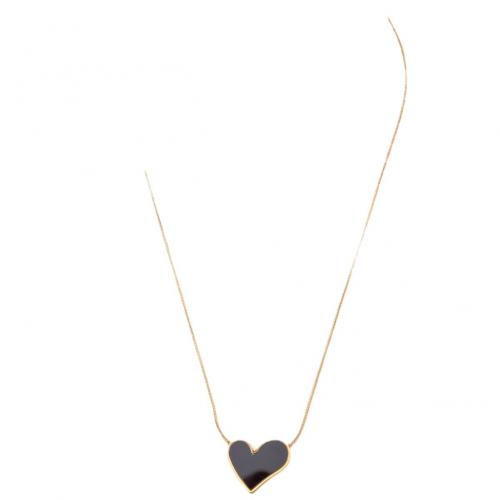 Titanium Steel Jewelry Necklace, Heart, plated, for woman & enamel Approx 41-50 cm 