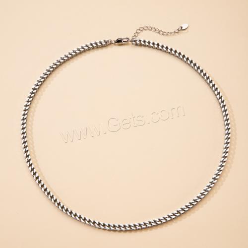 Collar de la joyería de titanio, Partículas de acero, con 5cm extender cadena, chapado, unisexo, plateado, longitud:45 cm, Vendido por UD