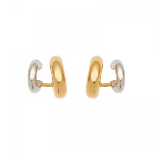 Brass Stud Earring, 18K gold plated, fashion jewelry & for woman & two tone 