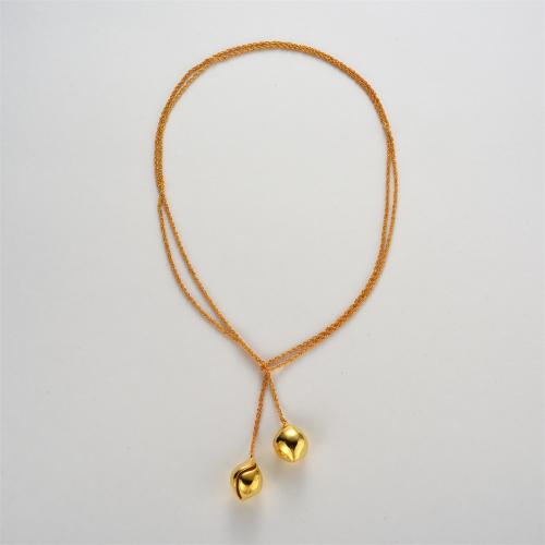 Collar de latón hecho a mano, metal, chapado en oro de 18 K, Joyería & para mujer, más colores para la opción, longitud:aproximado 101 cm, Vendido por UD