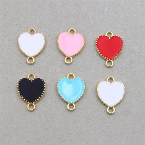 Enamel Zinc Alloy Connector, Heart, KC gold color plated, fashion jewelry & DIY & 1/1 loop Approx 