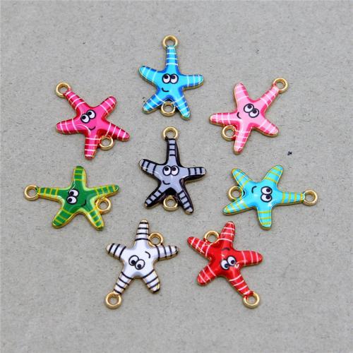 Enamel Zinc Alloy Connector, Star, KC gold color plated, fashion jewelry & DIY & 1/1 loop Approx 