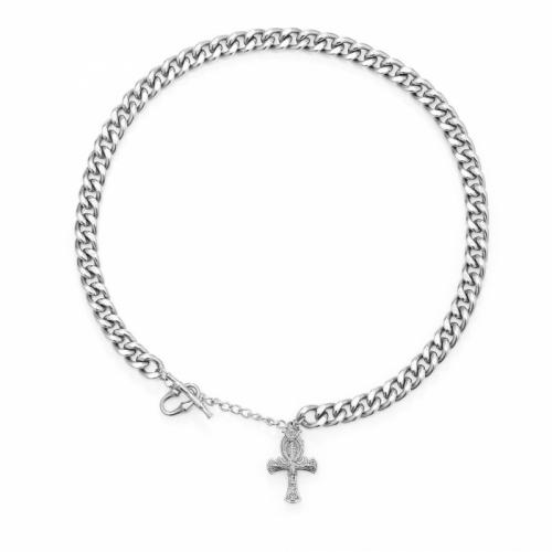 Titanium Steel Jewelry Necklace, Cross, polished, fashion jewelry & Unisex, original color, nickel, lead & cadmium free Approx 40 cm 