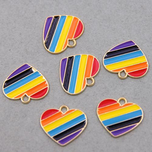 Zinc Alloy Enamel Pendants, Heart, KC gold color plated, fashion jewelry & DIY, mixed colors Approx 
