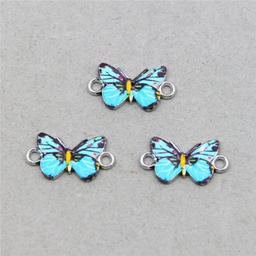 Enamel Zinc Alloy Connector, Butterfly, platinum color plated, fashion jewelry & DIY & 1/1 loop Approx 