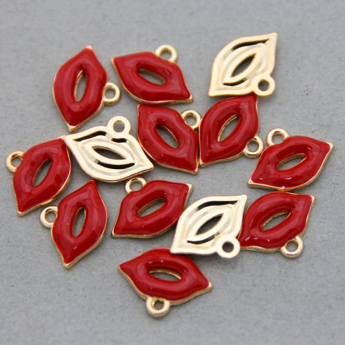 Zinc Alloy Enamel Pendants, Lip, KC gold color plated, fashion jewelry & DIY, red Approx 