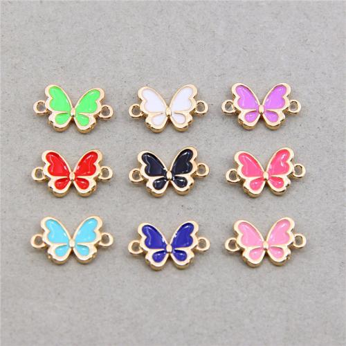 Enamel Zinc Alloy Connector, Butterfly, KC gold color plated, fashion jewelry & DIY & 1/1 loop Approx 