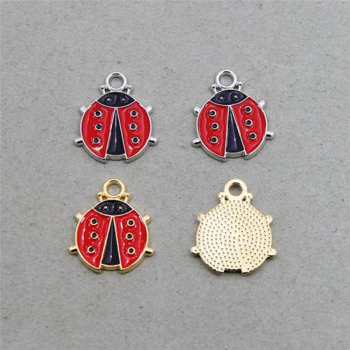 Zinc Alloy Enamel Pendants, Ladybug, plated, fashion jewelry & DIY Approx 