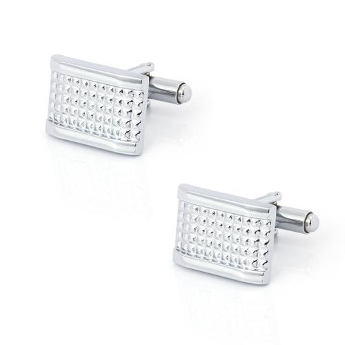 Iron Cufflinks, Rectangle, silver color plated, for man 