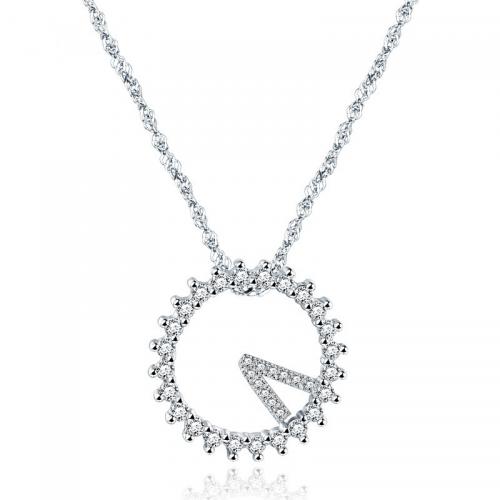 Sterling Silver Jewelry Necklace, 925 Sterling Silver, fashion jewelry & for woman & with rhinestone Approx 45 cm 
