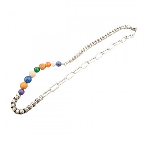Gemstone Necklaces, 304 Stainless Steel, with Natural Stone, fashion jewelry & Unisex, 10mm Approx 50.5 cm 