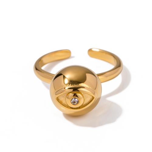 Strass Edelstahl Fingerring, 304 Edelstahl, 18K vergoldet, Modeschmuck & für Frau & mit Strass, goldfarben, inner diameter 17.7mm, verkauft von PC