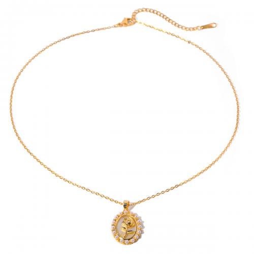Edelstahl Schmuck Halskette, 304 Edelstahl, mit Kunststoff Perlen, mit Verlängerungskettchen von 5cm, 18K vergoldet, Modeschmuck & für Frau, goldfarben, 21.4mm, Länge:ca. 37 cm, verkauft von PC