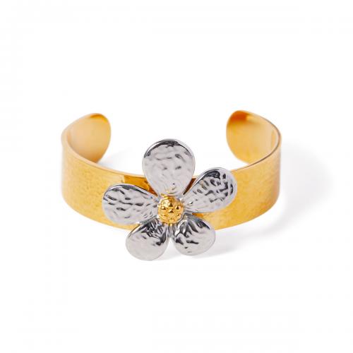 Titanium Steel Bracelet & Bangle, Flower, 18K gold plated, fashion jewelry & for woman, Inner Approx 56mm 