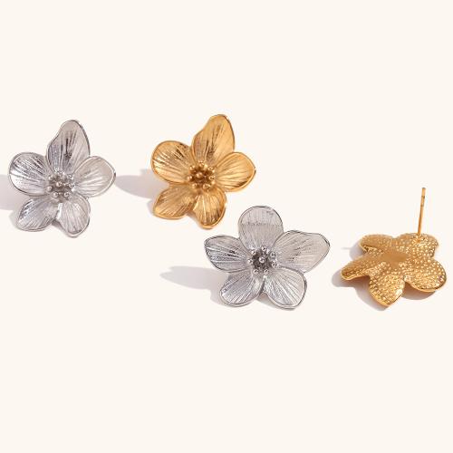 Stainless Steel Stud Earring, 316L Stainless Steel, Flower, Vacuum Ion Plating, fashion jewelry & for woman 