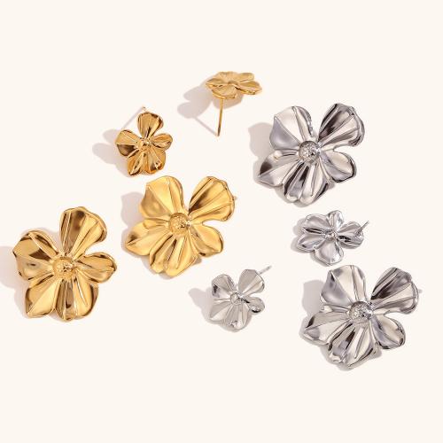 Stainless Steel Stud Earring, 316L Stainless Steel, petals, Vacuum Ion Plating, fashion jewelry & for woman 